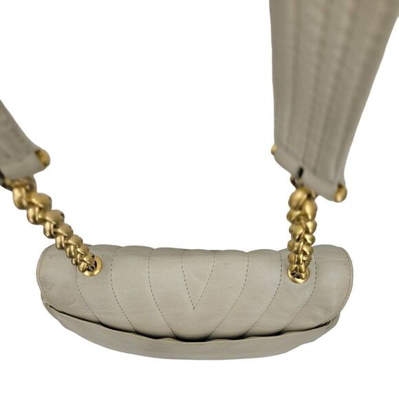 Vintage 80s Jay Herbert by Sharif Crossbody Bag Leather Quilted Gold Chain Cream - Picture 10 of 16